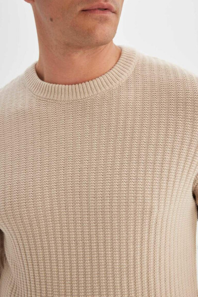 Standard Fit Crew Neck Waffle Sweater Vison - 6