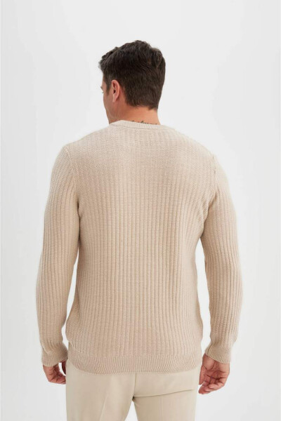 Standard Fit Crew Neck Waffle Sweater Vison - 7