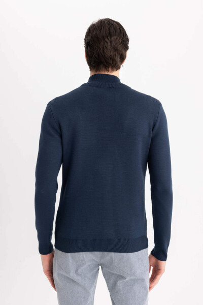 Standard Fit Crew Neck Zippered Sweatshirt Navy - 5