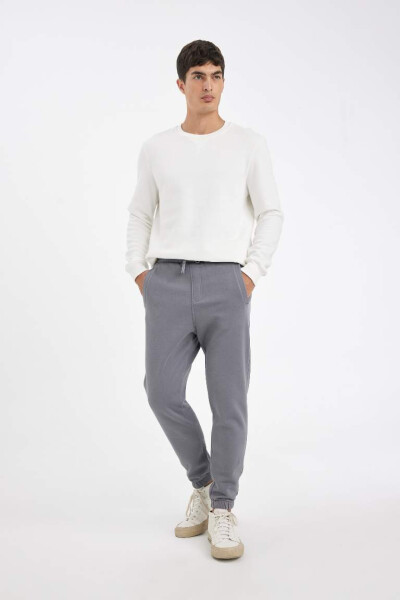 Standard Fit Elastic Leg Thick Sweatpants Dark Grey - 3