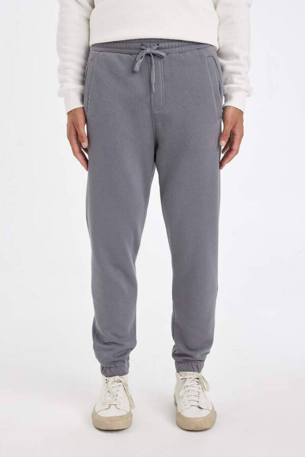 Standard Fit Elastic Leg Thick Sweatpants Dark Grey - 5