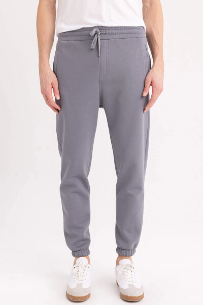 Standard Fit Elastic Leg Thick Sweatpants Dark Grey - 12