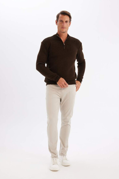 Standard Fit Half Zip Sweater Coffee - 2