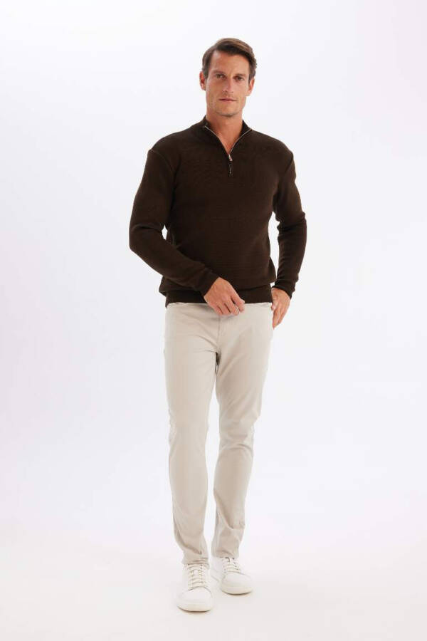 Standard Fit Half Zip Sweater Coffee - 2