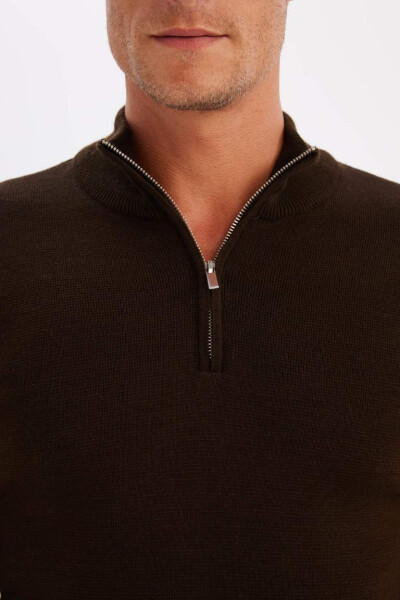 Standard Fit Half Zip Sweater Coffee - 5