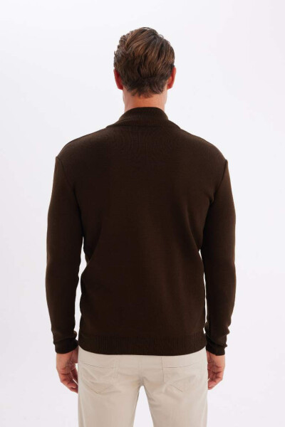 Standard Fit Half Zip Sweater Coffee - 7