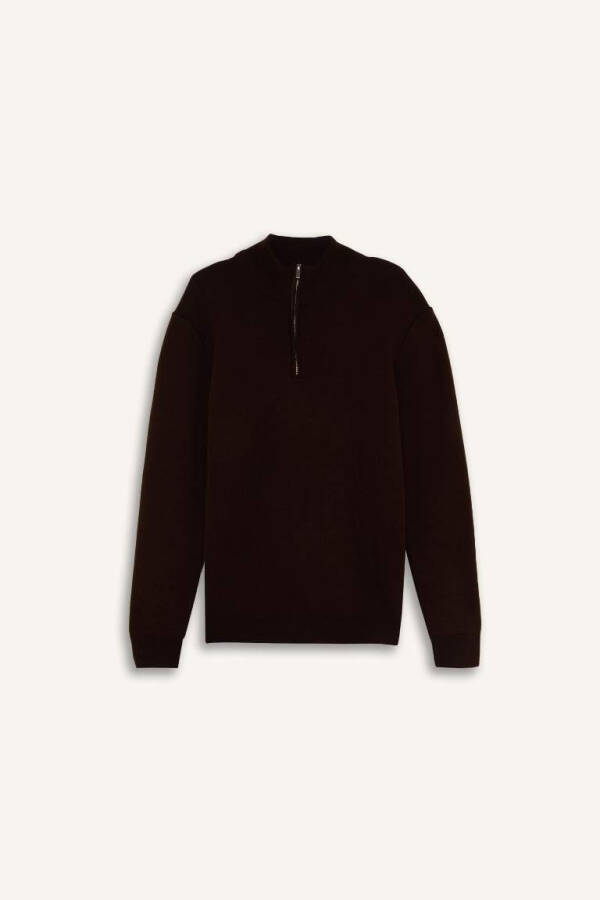 Standard Fit Half Zip Sweater Coffee - 8