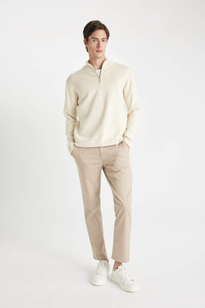 Standard Fit Half Zip Sweater Sand - 6