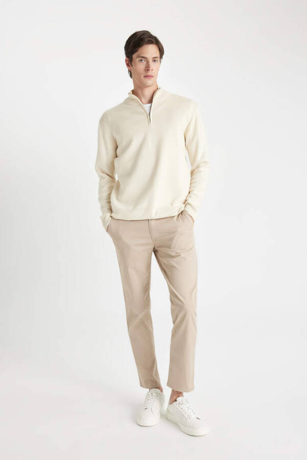 Standard Fit Half Zip Sweater Sand - 6