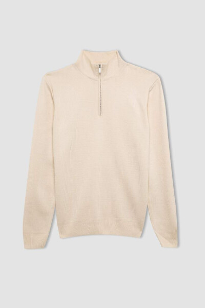 Standard Fit Half Zip Sweater Sand - 1