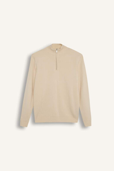 Standard Fit Half Zip Sweater Sand - 2