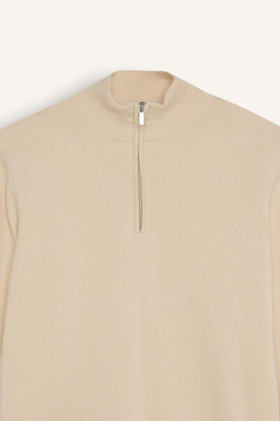 Standard Fit Half Zip Sweater Sand - 3