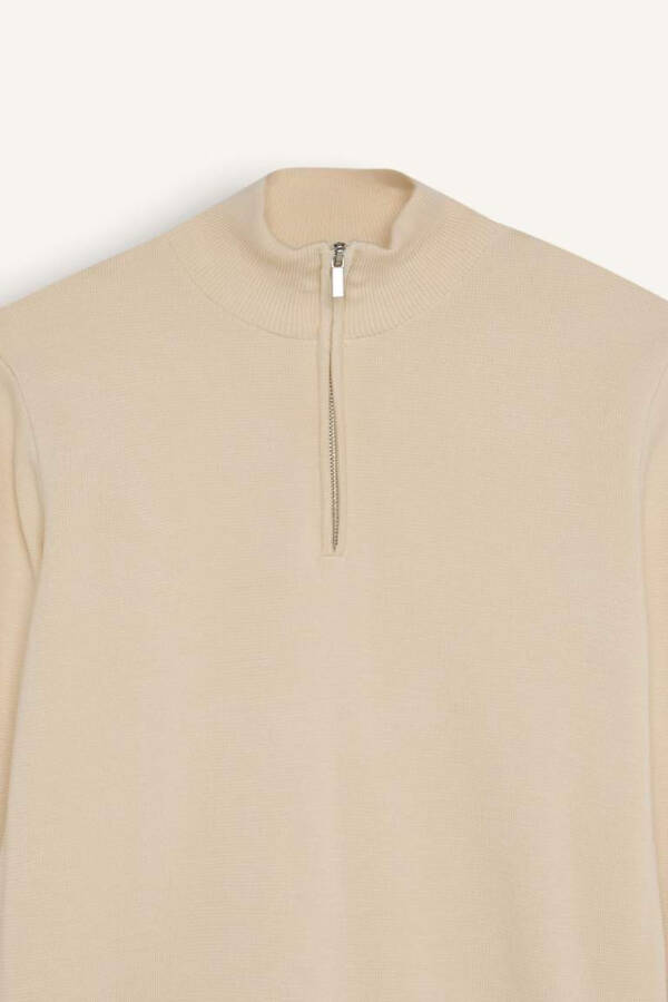 Standard Fit Half Zip Sweater Sand - 3