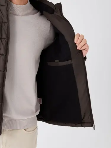 Standard Fit Hooded Men's Puffer Jacket-Khaki - 5