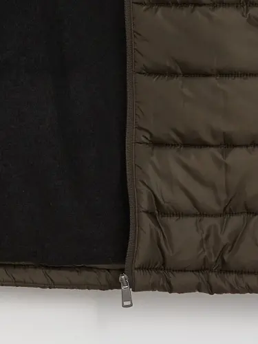 Standard Fit Hooded Men's Puffer Jacket-Khaki - 8