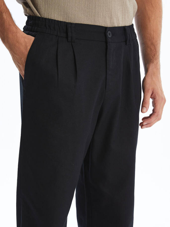 Standard Fit Linen Blend Men's Trousers - 9