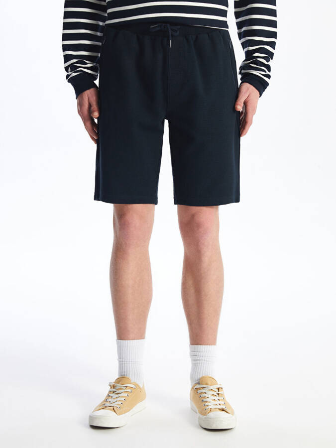 Standard Fit Men's Shorts-Navy Blue - 4