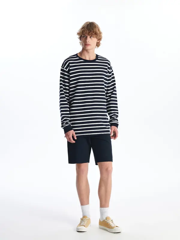 Standard Fit Men's Shorts-Navy Blue - 4