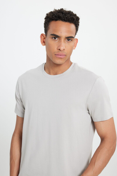 Standard Fit Regular Cut Crew Neck Cotton T-Shirt - 4