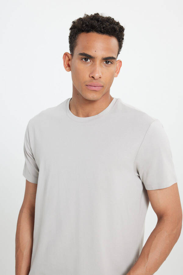 Standard Fit Regular Cut Crew Neck Cotton T-Shirt - 4