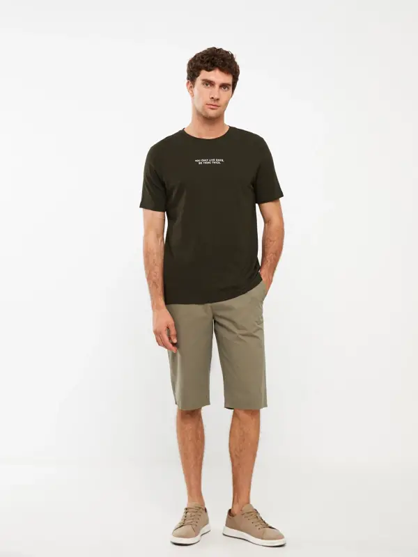 Standard Mold Gabardine Men's Bermuda Shorts-Khaki - LC WAIKIKI