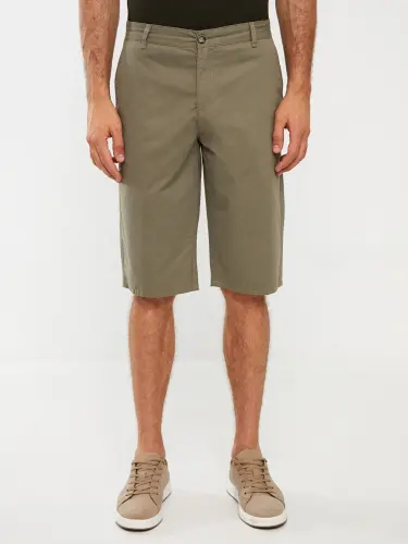 Standard Mold Gabardine Men's Bermuda Shorts-Khaki - 3