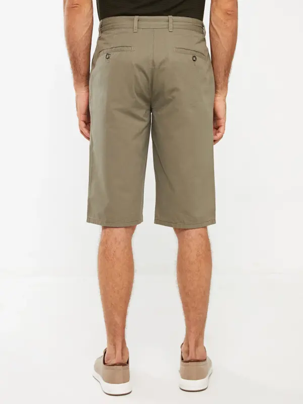 Standard Mold Gabardine Men's Bermuda Shorts-Khaki - 5