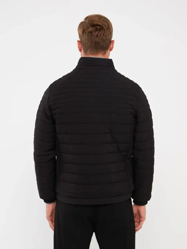 Standard Mold Stand-Up Collar Men's Padded Jacket-Black - 6