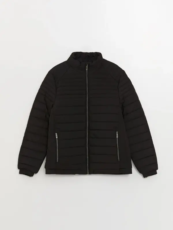 Standard Mold Stand-Up Collar Men's Padded Jacket-Black - 7