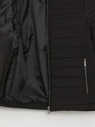 Standard Mold Stand-Up Collar Men's Padded Jacket-Black - 8