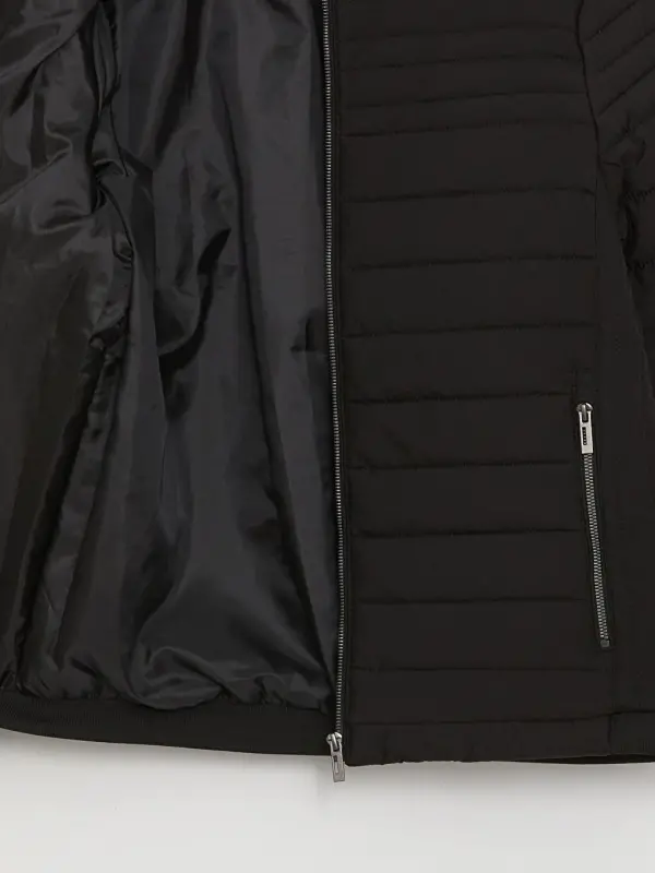 Standard Mold Stand-Up Collar Men's Padded Jacket-Black - 8