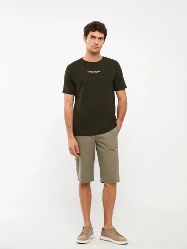 Standart andoza gabardin erkaklar bermuda shortlari - Haki - 1