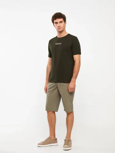 Standart andoza gabardin erkaklar bermuda shortlari - Haki - LC WAIKIKI (1)