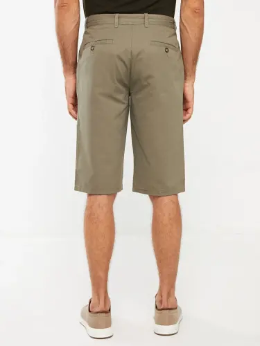 Standart andoza gabardin erkaklar bermuda shortlari - Haki - 5