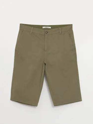 Standart andoza gabardin erkaklar bermuda shortlari - Haki - 6