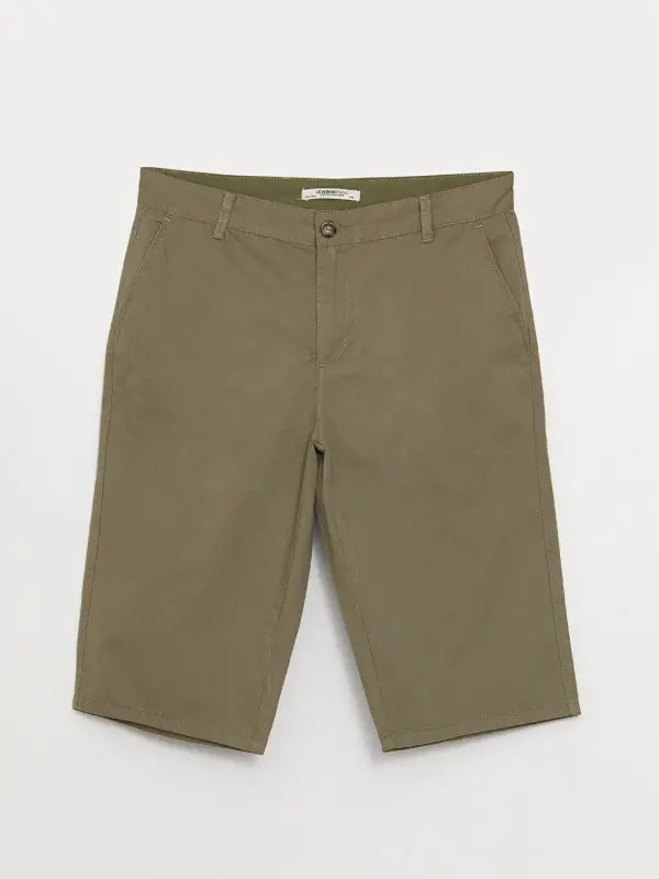 Standart andoza gabardin erkaklar bermuda shortlari - Haki - 6