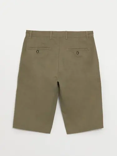 Standart andoza gabardin erkaklar bermuda shortlari - Haki - 7