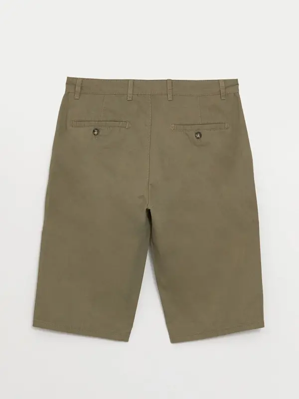 Standart andoza gabardin erkaklar bermuda shortlari - Haki - 7