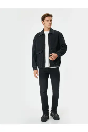 Standart Bel Slim Fit Kot Pantolon - Brad Jean-Siyah - KOTON (1)