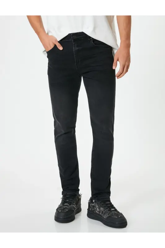 Standart Bel Slim Fit Kot Pantolon - Brad Jean-Siyah - 3