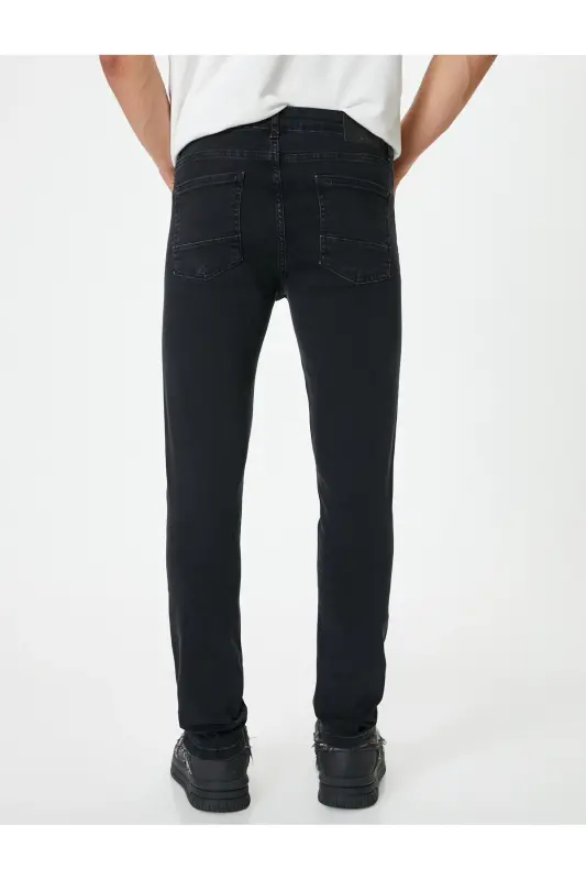 Standart Bel Slim Fit Kot Pantolon - Brad Jean-Siyah - 4