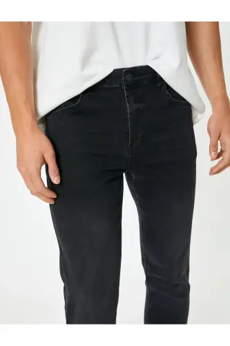 Standart Bel Slim Fit Kot Pantolon - Brad Jean-Siyah - 5