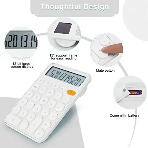 Standard Calculator 12 Digit,6.2 * 4.2in Desktop Large Display and Buttons,Calculator with Large LCD Display for Office,School, Home & Business Use,Automatic Sleep,15 °Tilt Screen - VEWINGL (1)