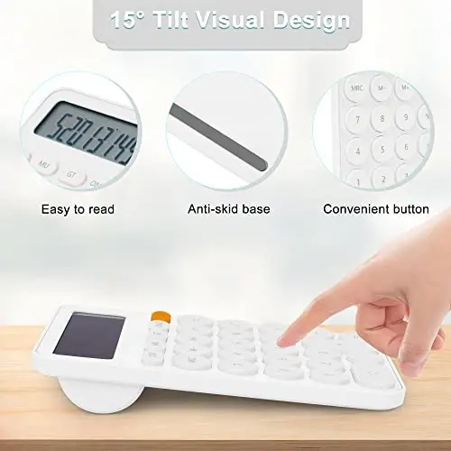 Standard Calculator 12 Digit,6.2 * 4.2in Desktop Large Display and Buttons,Calculator with Large LCD Display for Office,School, Home & Business Use,Automatic Sleep,15 °Tilt Screen - 3