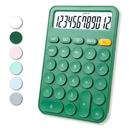 Standard Calculator 12 Digit,6.2 * 4.2in Desktop Large Display and Buttons,Calculator with Large LCD Display for Office,School, Home & Business Use,Automatic Sleep,15 °Tilt Screen 