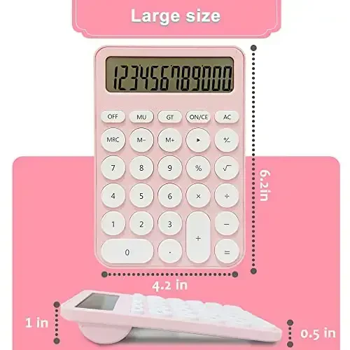 Standard Calculator 12 Digit,6.2 * 4.2in Desktop Large Display and Buttons,Calculator with Large LCD Display for Office,School, Home & Business Use,Automatic Sleep,15 °Tilt Screen - 6