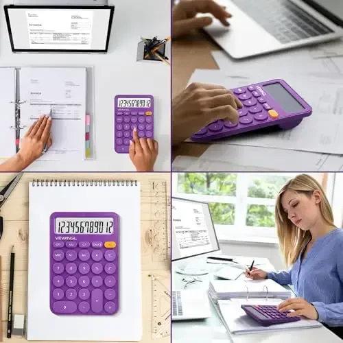 Standart kalkulyator 12 Digit,6.2 * 4.2in Desktop Katta displey va tugmalar, Ofis, maktab, uy va biznesda foydalanish uchun katta LCD displeyli kalkulyator, Avtomatik uyqu, 15 °Eğim ekran - 6