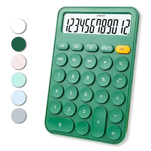 Standart kalkulyator 12 xonali, 6,2 * 4,2 dyuymli ish stoli katta displey va tugmalar, Ofis, maktab, uy va biznesda foydalanish uchun katta LCD displeyli kalkulyator, avtomatik uyqu, 15 ° eğimli ekran - 1