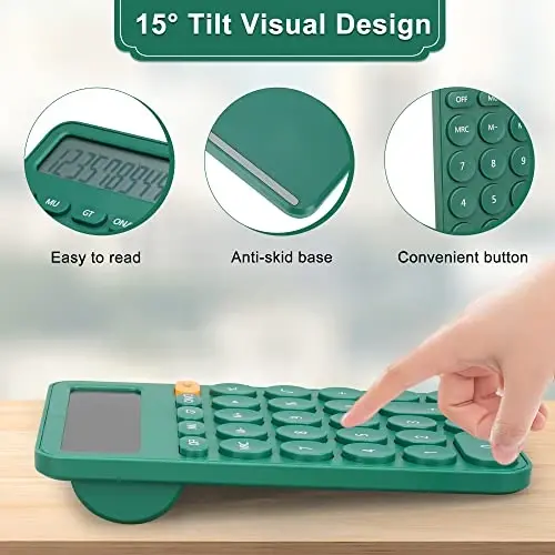 Standart kalkulyator 12 xonali, 6,2 * 4,2 dyuymli ish stoli katta displey va tugmalar, Ofis, maktab, uy va biznesda foydalanish uchun katta LCD displeyli kalkulyator, avtomatik uyqu, 15 ° eğimli ekran - 3
