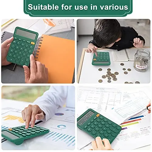 Standart kalkulyator 12 xonali, 6,2 * 4,2 dyuymli ish stoli katta displey va tugmalar, Ofis, maktab, uy va biznesda foydalanish uchun katta LCD displeyli kalkulyator, avtomatik uyqu, 15 ° eğimli ekran - 5